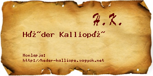 Héder Kalliopé névjegykártya